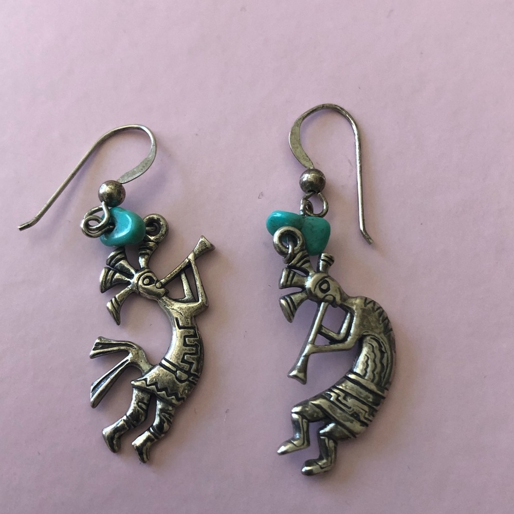 Sterling Silver and Turquoise Dancing Men Earrings